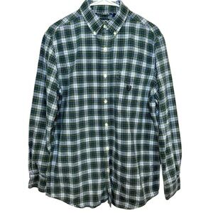 Chaps Men Button Down Classic Oxford Shirt 100% Cotton Blue White Size Medium